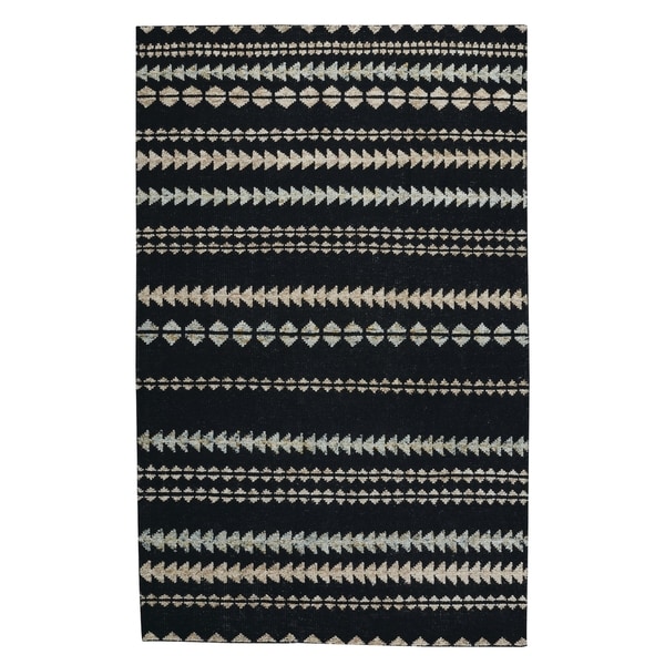 Genevieve Gorder Scandinavian-stripe Ebony/Beige Hand-knotted Rectangular Rug - 5' x 8'