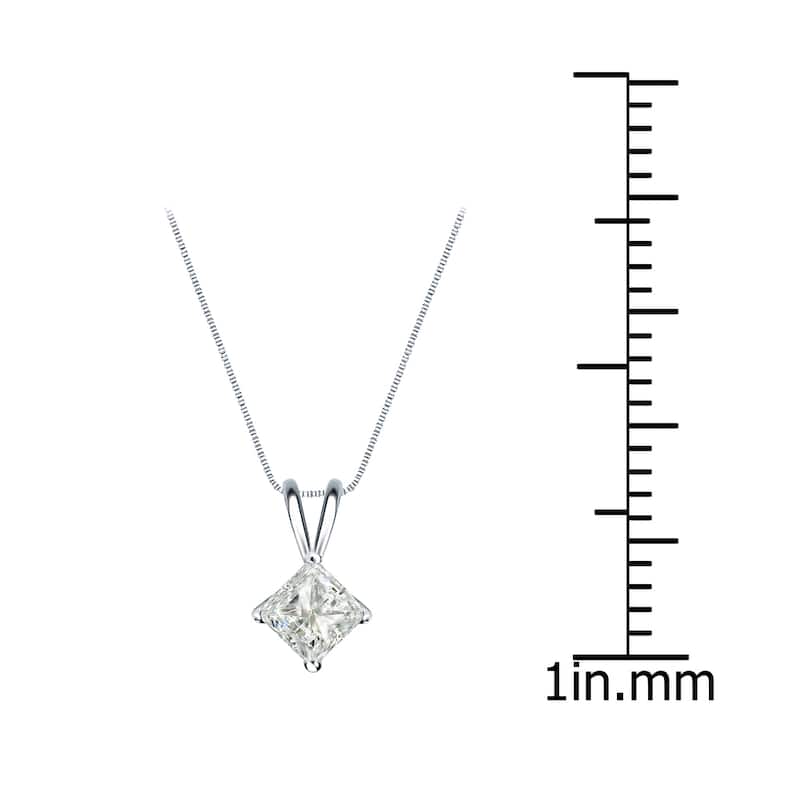 Auriya 1/3ctw Solitaire Princess-cut Diamond Necklace 14k Gold (J-K, I1-I2)