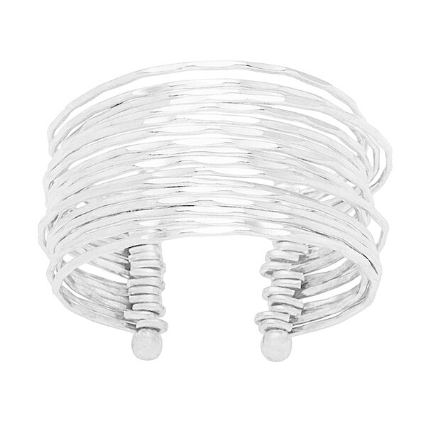Handmade Wide Hammered Layered Sterling Silver Cuff Bracelet Handmade Wide Hammered Layered Sterling Silver Cuff Bracelet India