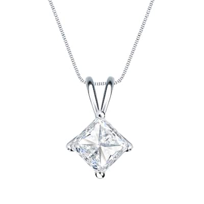Auriya 1ctw Solitaire Princess-cut Diamond Necklace 14k Gold (H-I, SI1-SI2)
