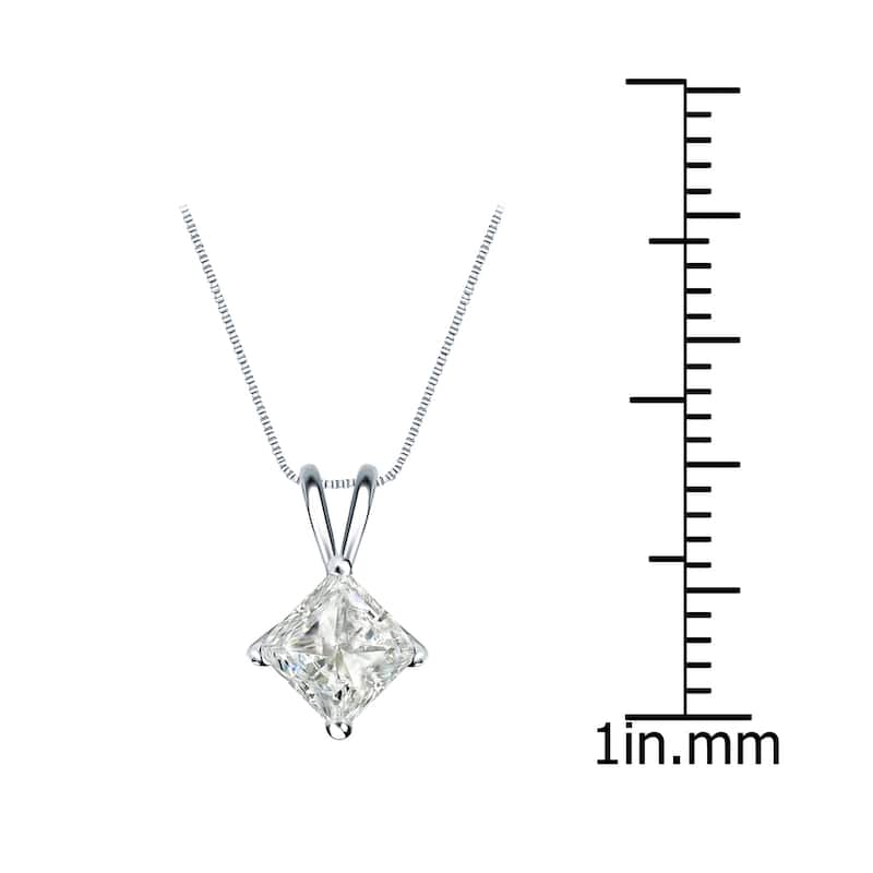 Auriya 1ctw Solitaire Princess-cut Diamond Necklace 14k Gold (J-K, I1-I2)