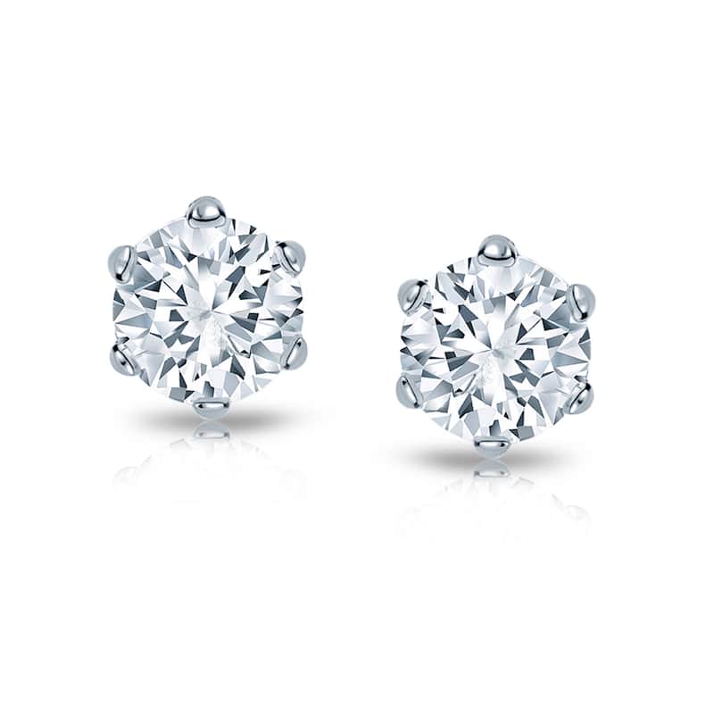 Auriya 1ctw Round Diamond Stud Earrings 14k Gold 6-Prong (H-I, SI1-SI2)