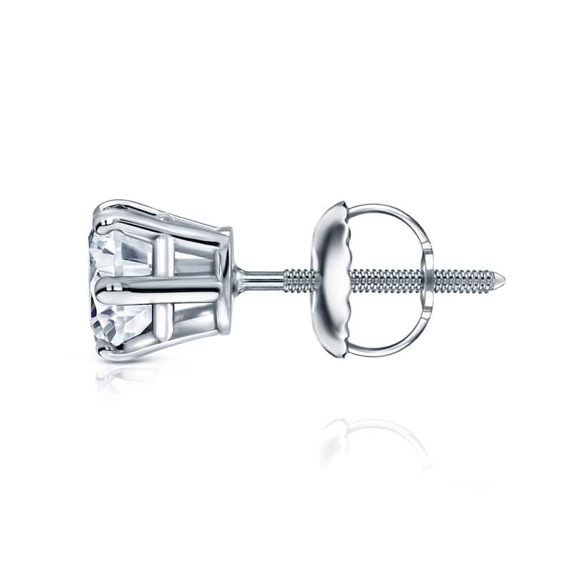Auriya 1ctw Round Diamond Stud Earrings 14k Gold 6-Prong (H-I, SI1-SI2)