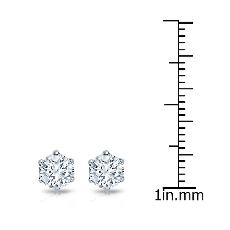 Auriya 1ctw Round Diamond Stud Earrings 14k Gold 6-Prong (H-I, SI1-SI2)