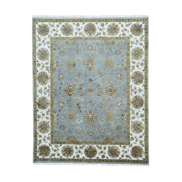 Blue Half Rug Shahbanu Rugs Blue/ Gold/ Bronze/ Light Green/ Grey/ Ivory Rajasthan ...