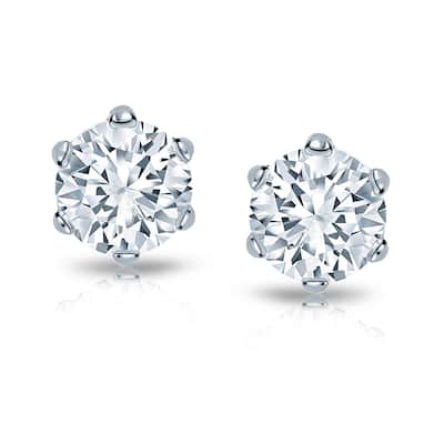 Auriya 2ctw Round Diamond Stud Earrings 14k Gold 6-Prong