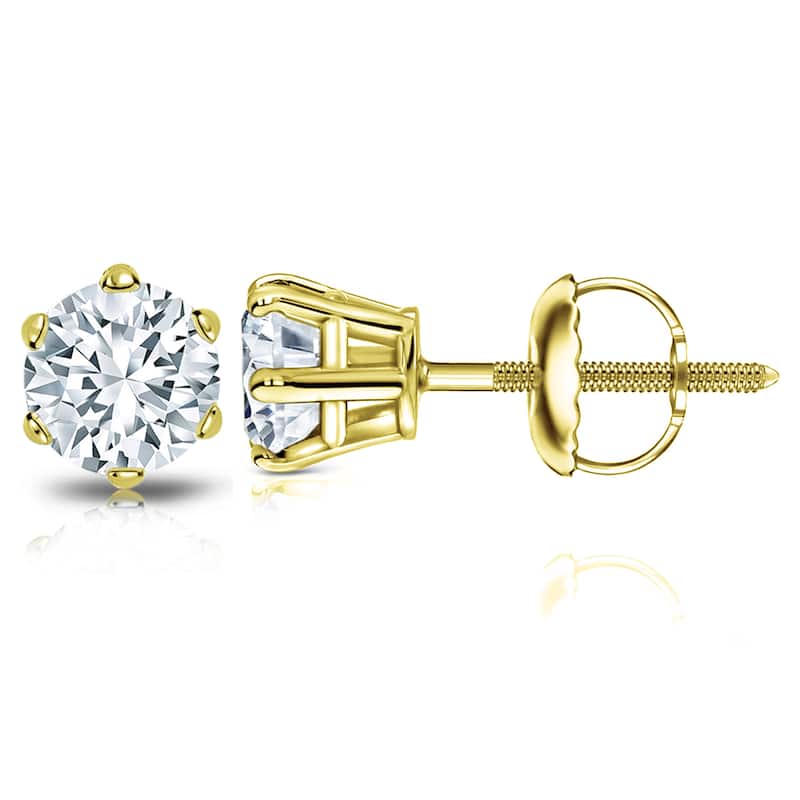 Auriya 2ctw Round Diamond Stud Earrings 14k Gold 6-Prong