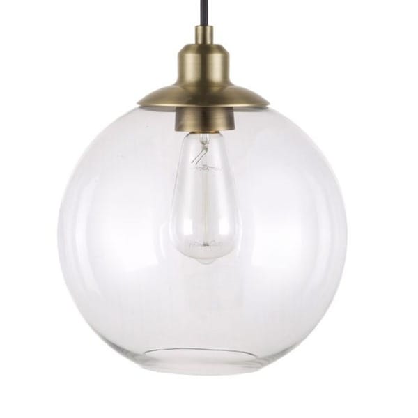 Palm Canyon Caleta Antique Brass and Clear Glass 11-inch Orb Pendant Light