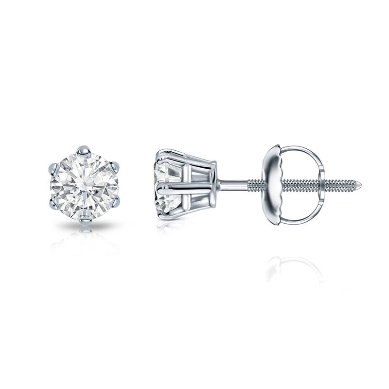 Auriya 14k Gold 1/4ctw Round Diamond Stud Earrings 6-Prong (I-J, SI2-SI3)
