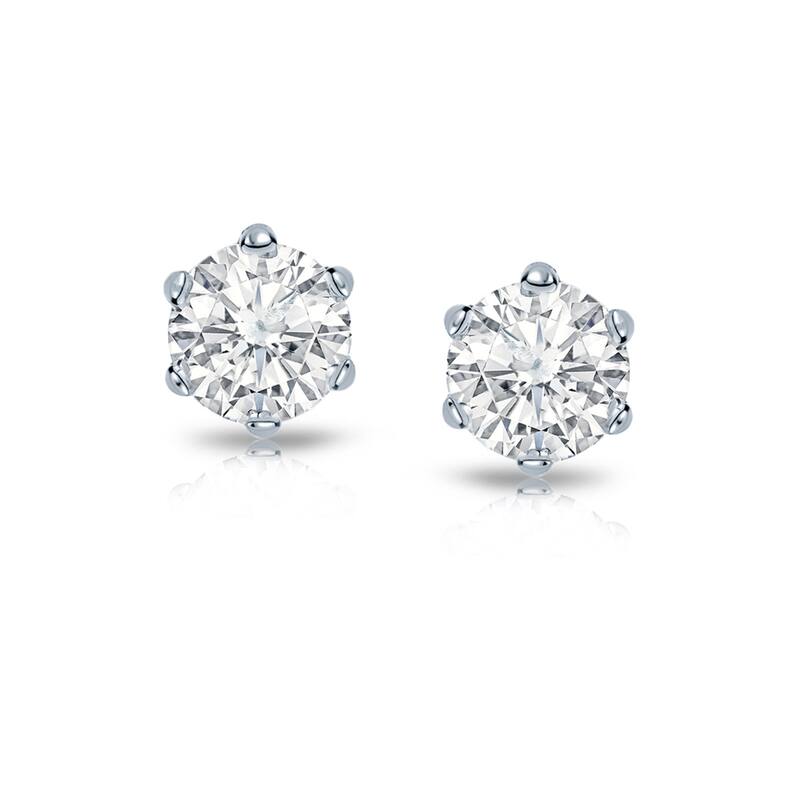 Auriya 14k Gold 1/4ctw Round Diamond Stud Earrings 6-Prong (I-J, SI2-SI3)