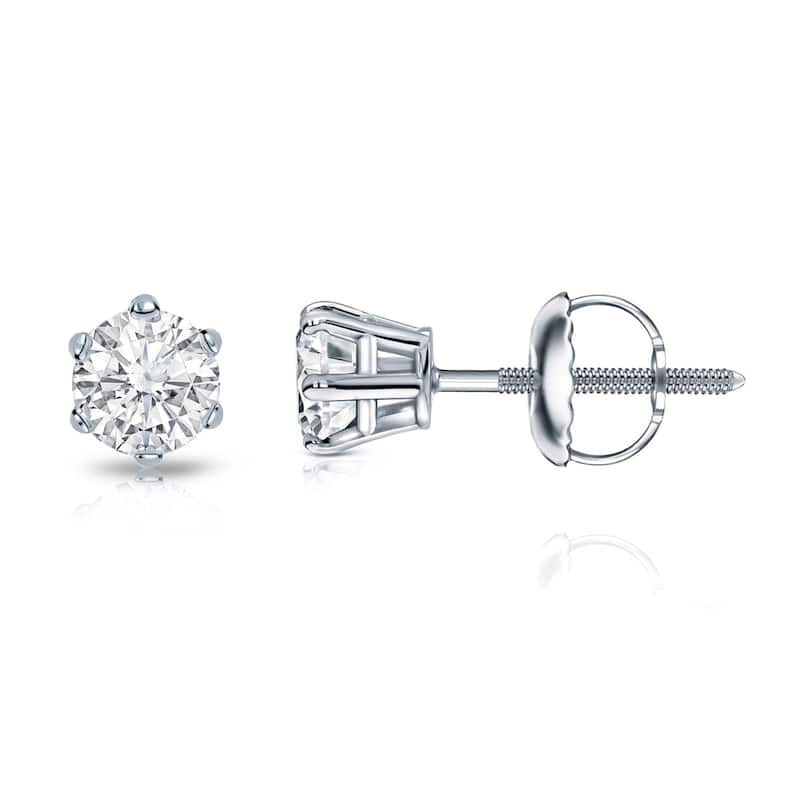 Auriya 14k Gold 1/3ctw Round Diamond Stud Earrings 6-Prong (I-J, SI2-SI3)