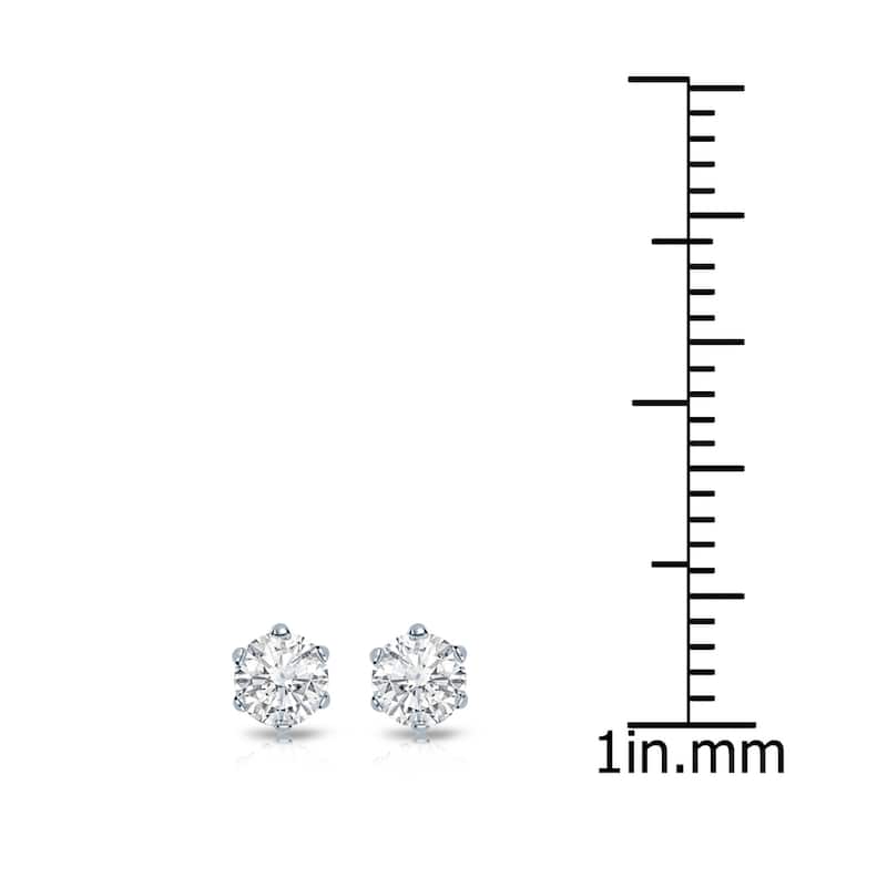 Auriya 14k Gold 1/3ctw Round Diamond Stud Earrings 6-Prong (I-J, SI2-SI3)