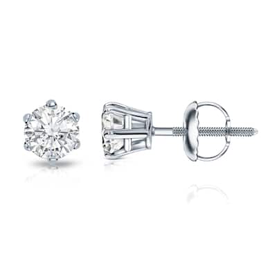 Auriya 14k Gold 1/2ctw Round Diamond Stud Earrings 6-Prong (I-J, SI2-SI3)
