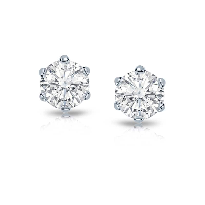 Auriya 14k Gold 3/4ctw Round Diamond Stud Earrings 6-Prong (I-J, SI2-SI3)