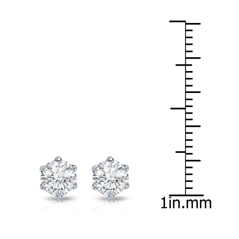 Auriya 14k Gold 1ctw Round Diamond Stud Earrings 6-Prong (I-J, SI2-SI3)