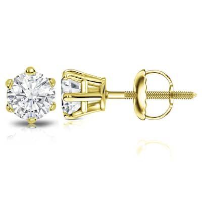 Auriya 14k Gold 2ctw Round Diamond Stud Earrings 6-Prong (I-J, SI2-SI3)