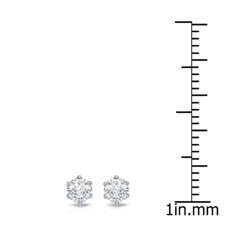Auriya 14k Gold 1/4ctw Round Diamond Stud Earrings 6-Prong (I-J, I1-I2)