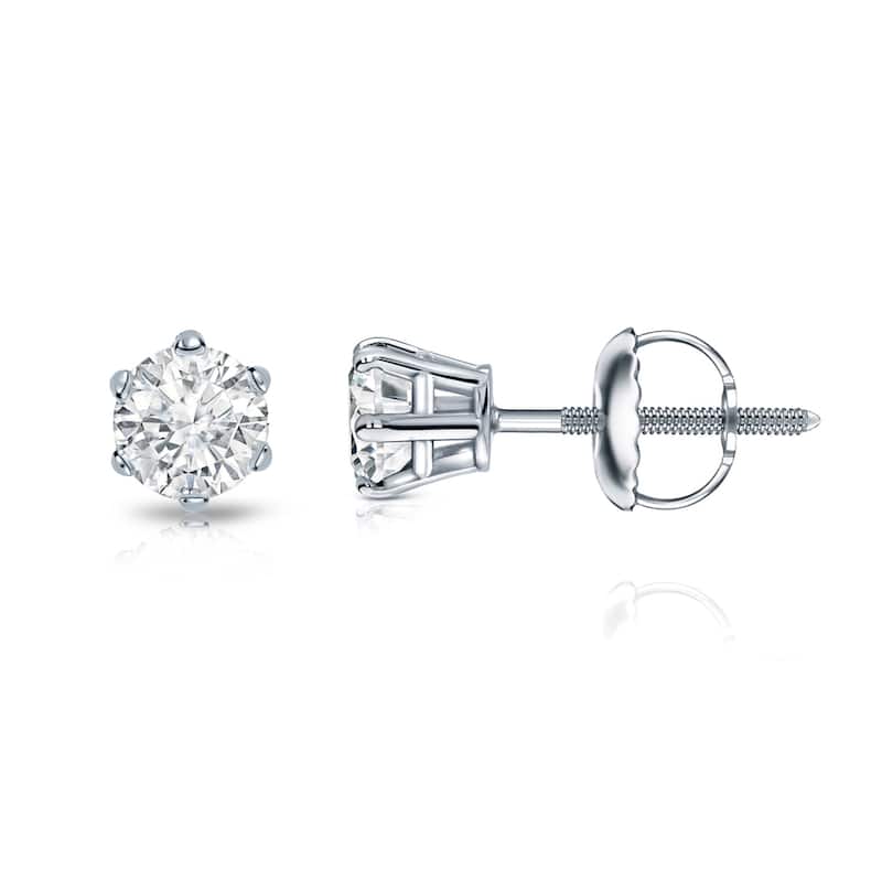 Auriya 14k Gold 1/4ctw Round Diamond Stud Earrings 6-Prong (I-J, I1-I2)