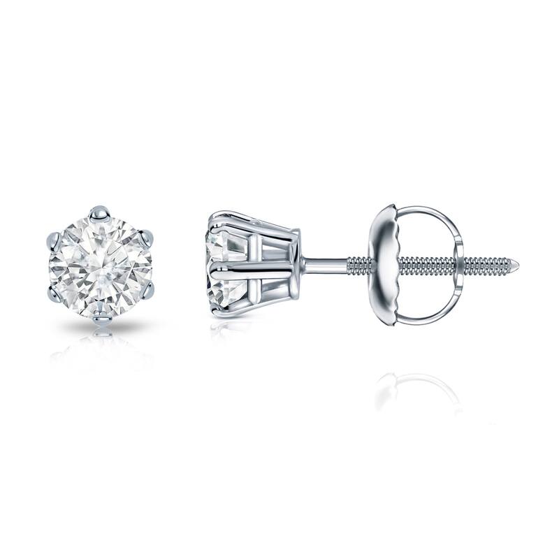 Auriya 14k Gold 1/3ctw Round Diamond Stud Earrings 6-Prong (I-J, I1-I2)