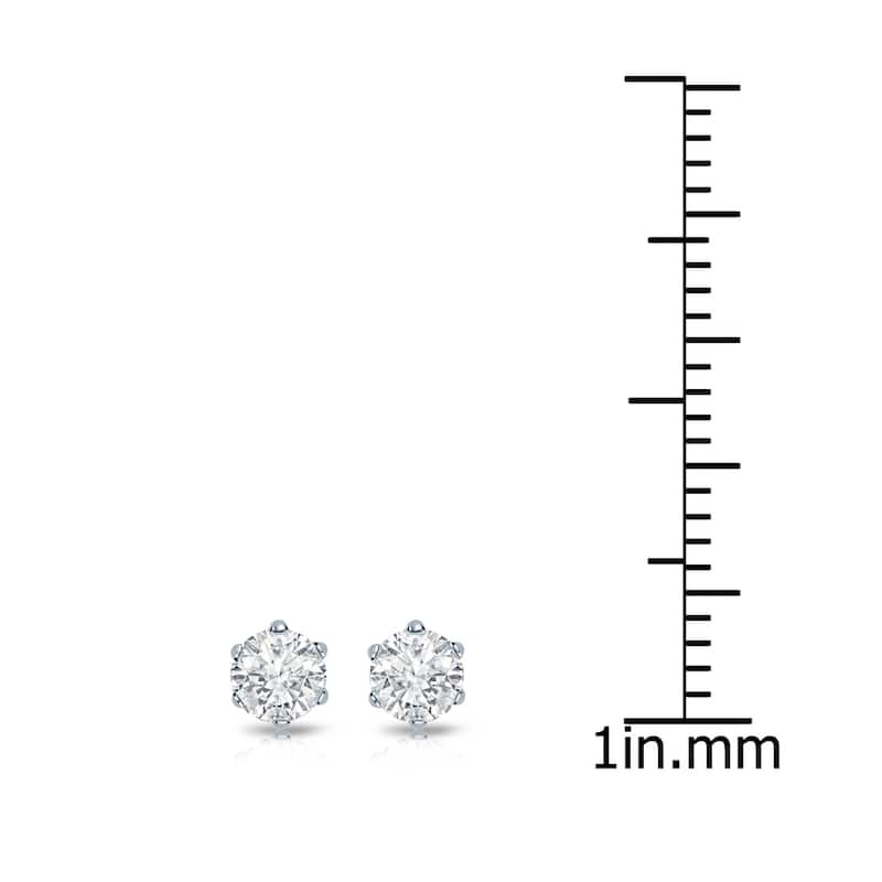 Auriya 14k Gold 1/3ctw Round Diamond Stud Earrings 6-Prong (I-J, I1-I2)