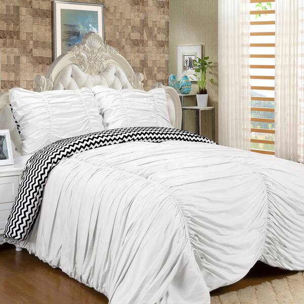 Shop Isabella 3 Piece Reversible Ruched Comforter Set On Sale