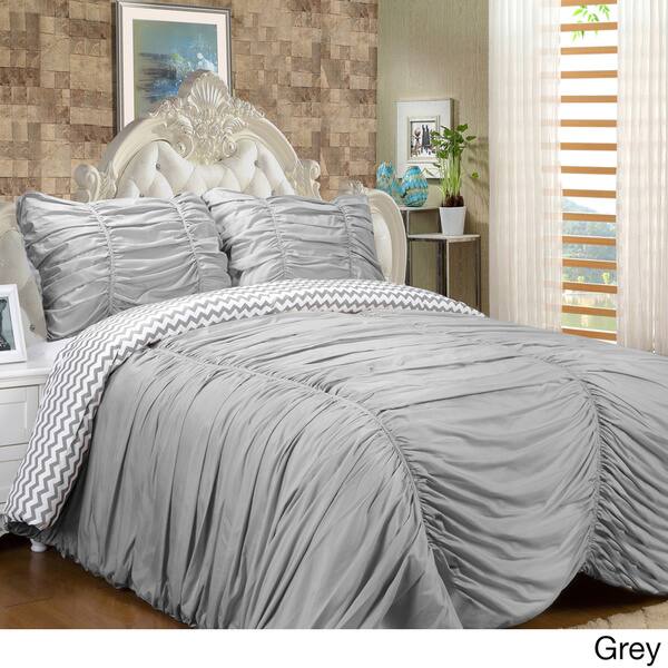 Shop Isabella 3 Piece Reversible Ruched Comforter Set On Sale