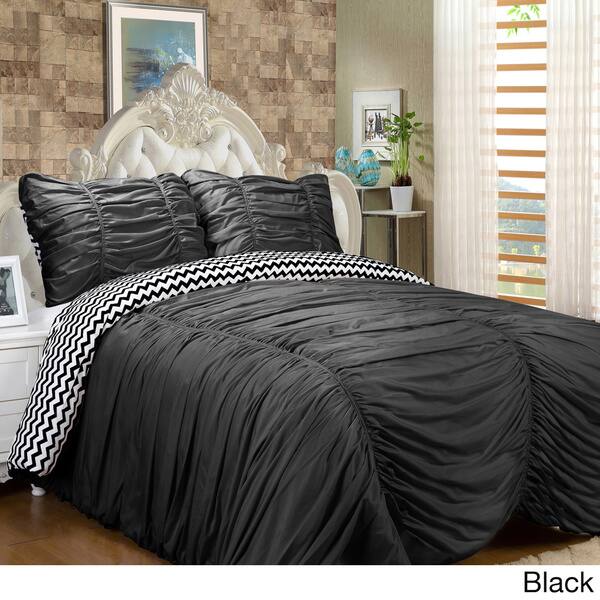 Shop Isabella 3 Piece Reversible Ruched Comforter Set On Sale