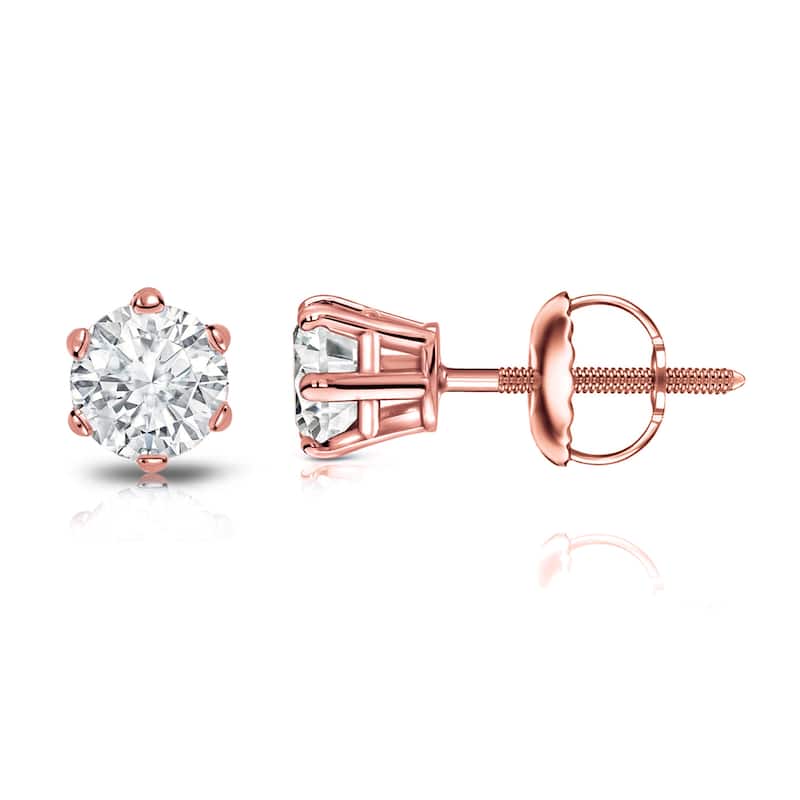 Auriya 14k Gold 1/2ctw Round Diamond Stud Earrings 6-Prong (I-J, I1-I2)