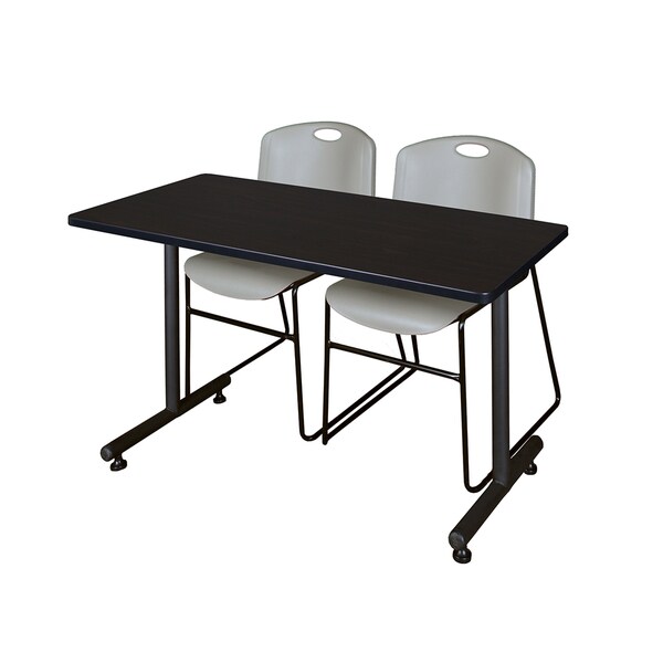 Regency Seating Kobe 48-inch Training Table and 2 Zeng Grey Stack Chairs