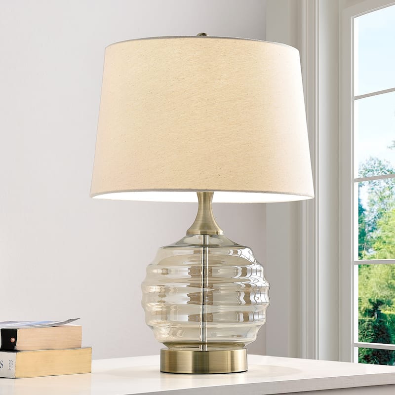Tuscan Sun Champagne-finish Clear Glass/ Metal 22.5-inch Table Lamp