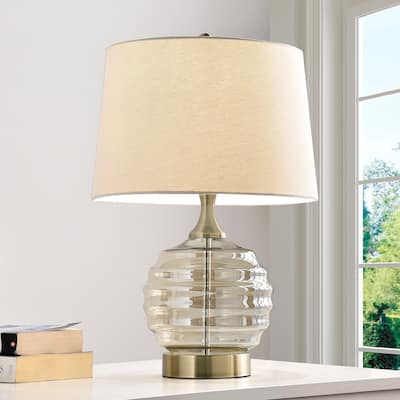 Tuscan Sun Champagne-finish Clear Glass/ Metal 22.5-inch Table Lamp