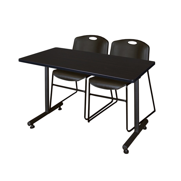 Kobe Black 48-inch x 24-inch Training Table and 2 Zeng Stack Chairs