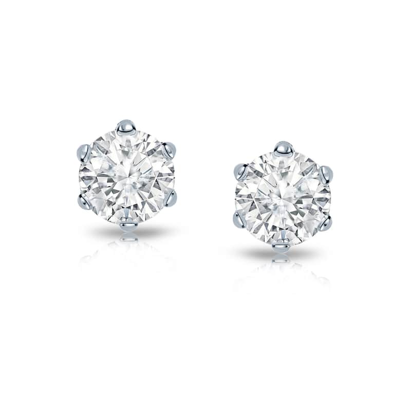 Auriya 14k Gold 3/4ctw Round Diamond Stud Earrings 6-Prong (I-J, I1-I2)