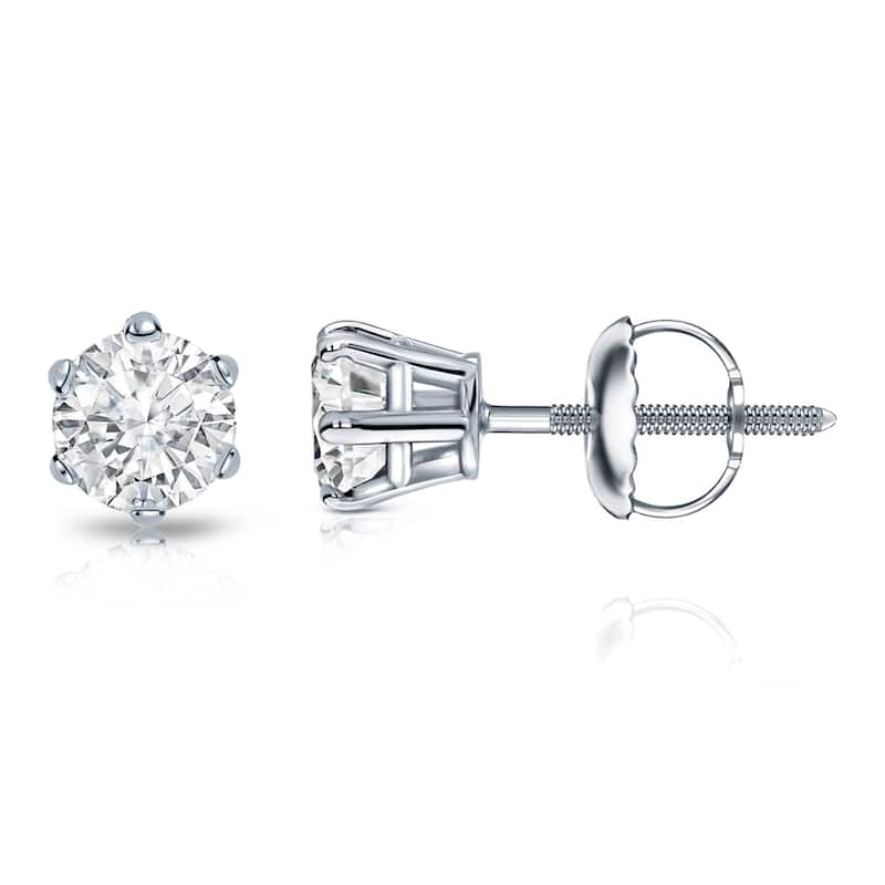 Auriya 14k Gold 3/4ctw Round Diamond Stud Earrings 6-Prong (I-J, I1-I2)