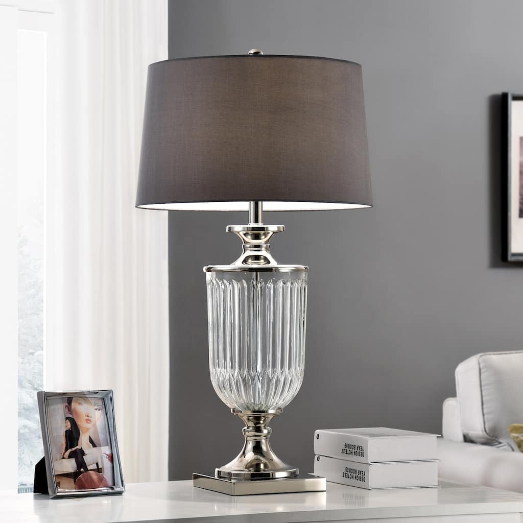 Amelia Clear Faceted Glass/Metal 32.5-inch Table Lamp