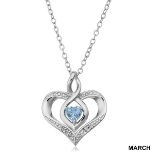 West Coast Jewelry Sterling Silver Rhodium Heart Peridot and Diamond Heart Pendant