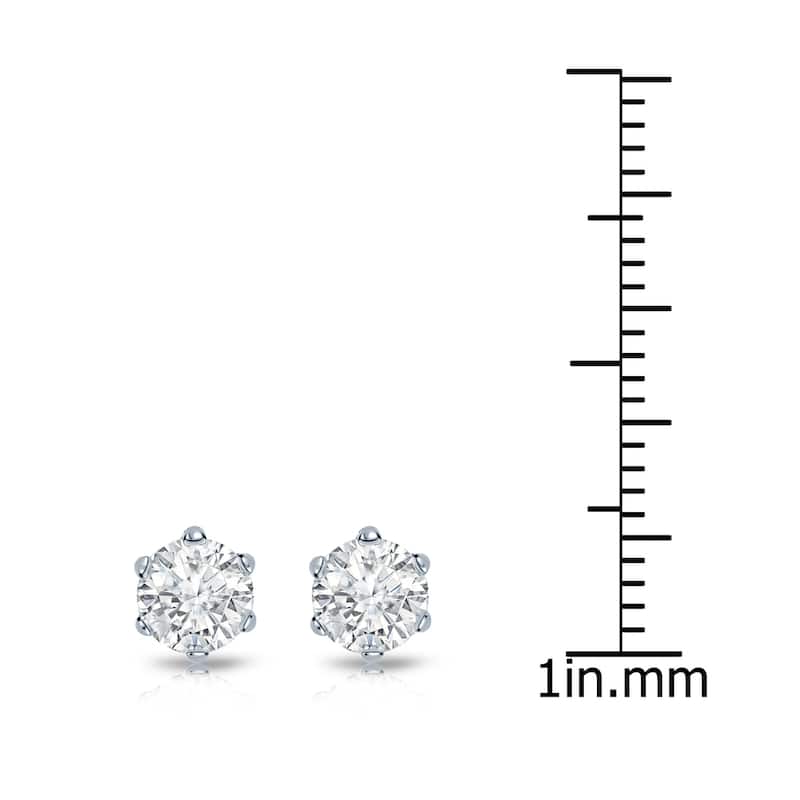 Auriya 14k Gold 1ctw Round Diamond Stud Earrings 6-Prong (I-J, I1-I2)