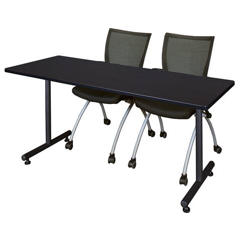 Kobe 72-inch x 24-inch Training Table and Two Black Apprentice Chairs