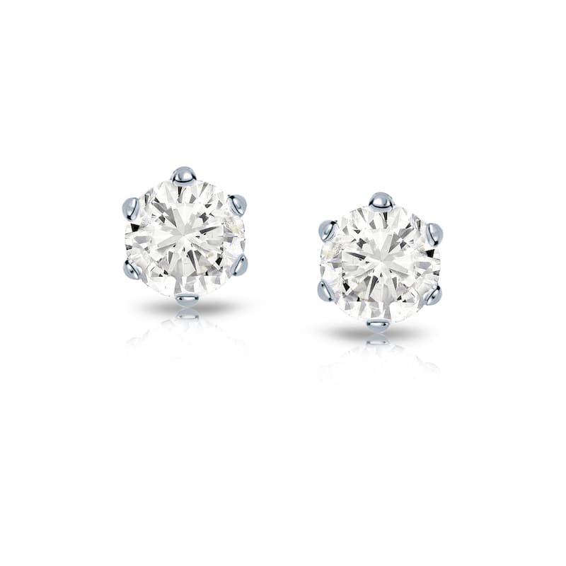 Auriya 1/4ctw Round Diamond Stud Earrings 14k Gold 6-Prong (J-K, I2-I3)