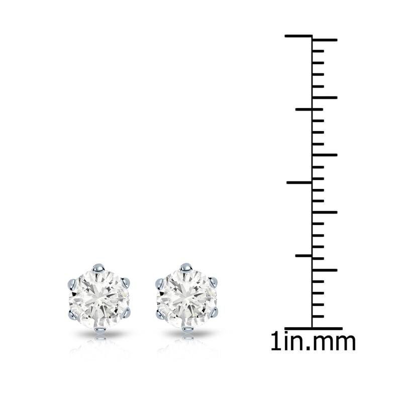 Auriya 1ctw Round Diamond Stud Earrings 14k Gold 6-Prong (J-K, I2-I3)