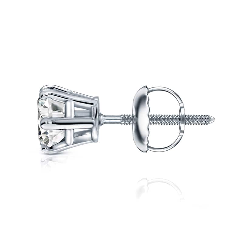 Auriya 1ctw Round Diamond Stud Earrings 14k Gold 6-Prong (J-K, I2-I3)