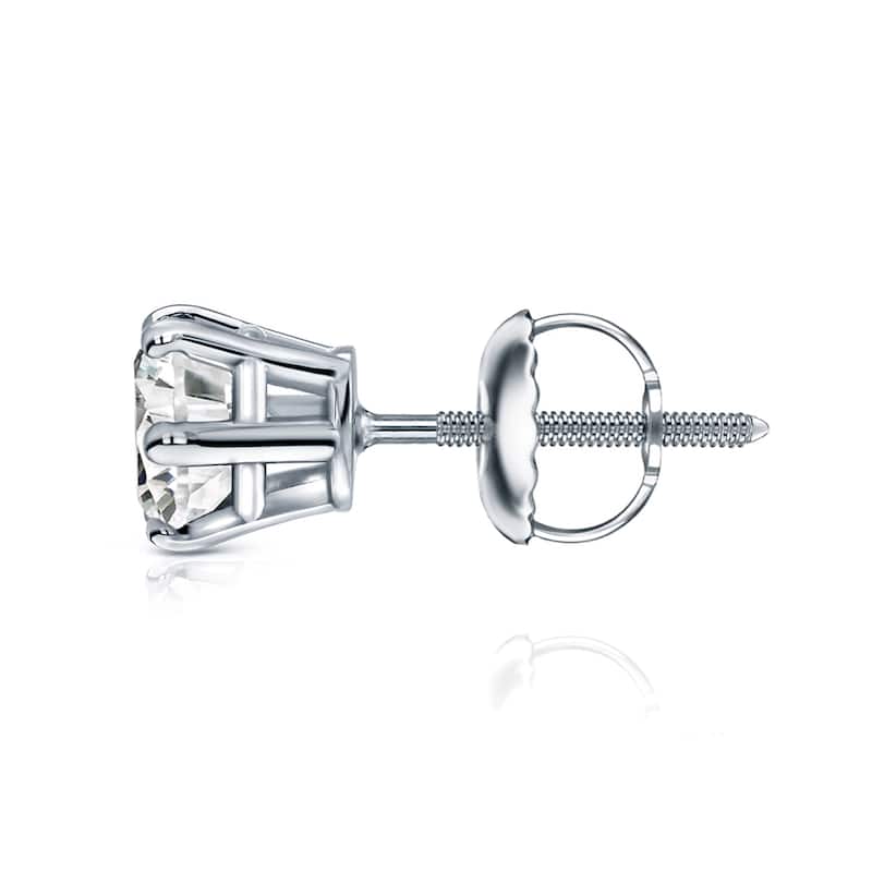 Auriya 1 1/2ctw Round Diamond Stud Earrings 14k Gold 6-Prong (J-K, I2-I3)