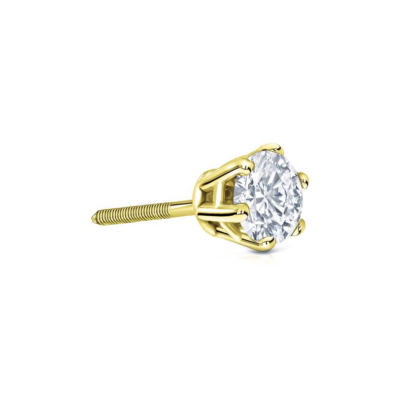 Auriya 14k Gold 1/4ct TDW Round 6-Prong SINGLE STUD (1) Diamond Earring