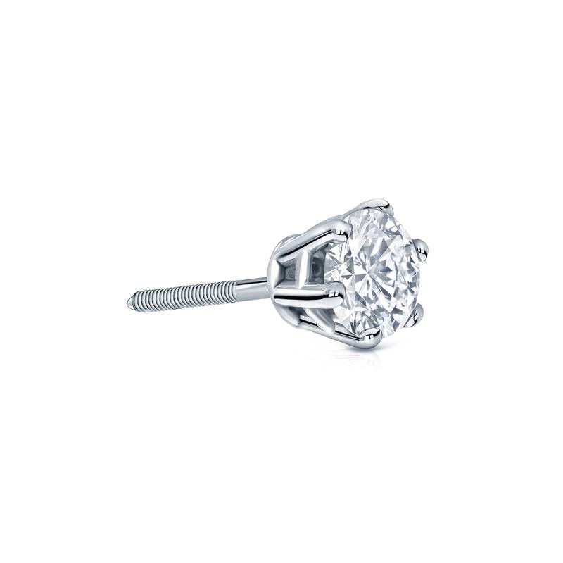 Auriya 14k Gold 1/4ct TDW Round 6-Prong SINGLE STUD (1) Diamond Earring