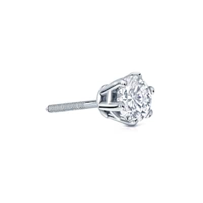 Auriya 14k Gold 1/4ct TDW Round 6-Prong SINGLE STUD (1) Diamond Earring