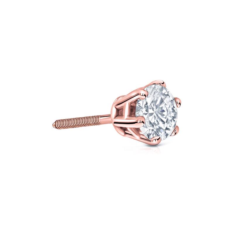 Auriya 14k Gold 1/3ct TDW Round 6-Prong SINGLE STUD (1) Diamond Earring