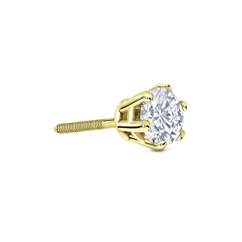 Auriya 14k Gold 1/3ct TDW Round 6-Prong SINGLE STUD (1) Diamond Earring
