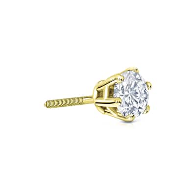 Auriya 14k Gold 1/3ct TDW Round 6-Prong SINGLE STUD (1) Diamond Earring