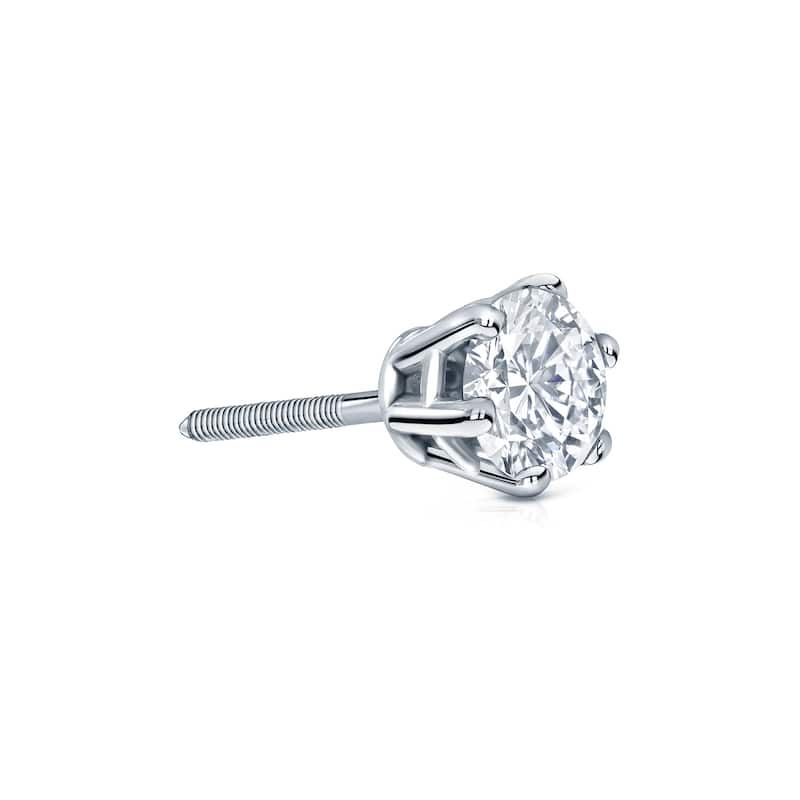 Auriya 14k Gold 1/3ct TDW Round 6-Prong SINGLE STUD (1) Diamond Earring