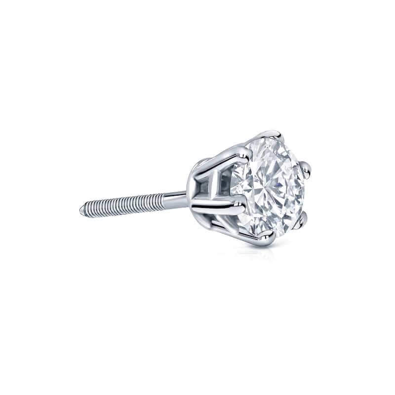 Auriya 14k Gold 1/2ct TDW Round 6-Prong SINGLE STUD (1) Diamond Earring